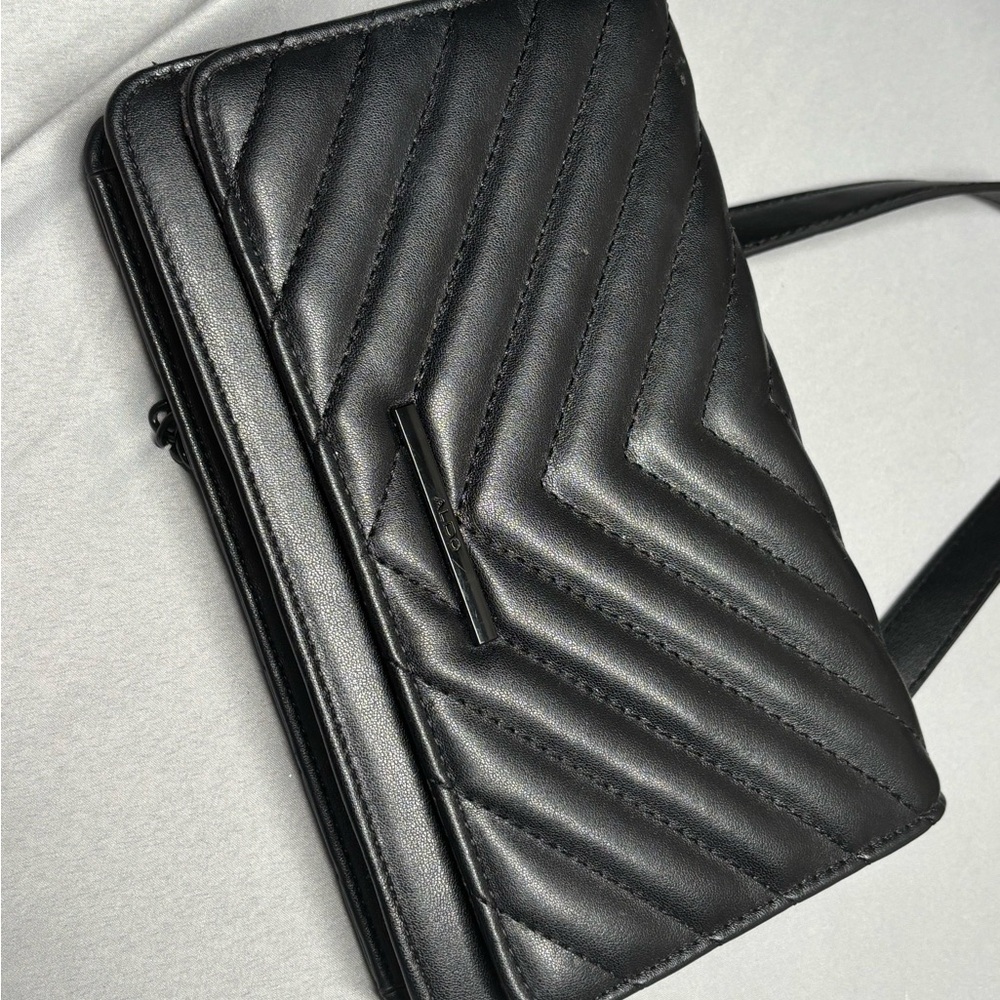 Aldo Black Chevron Crossbody Bag